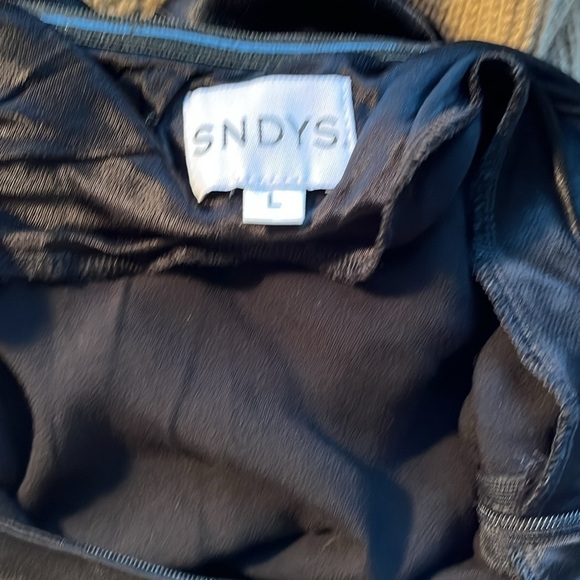 SNDYS & Revolve Angel Satin Strapless Stretch Dress Black Midi Maxi Sz Large - Picture 5 of 6